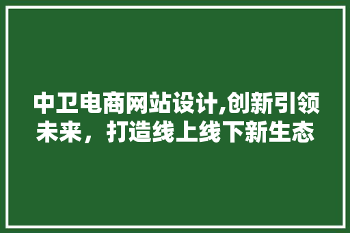 中卫电商网站设计,创新引领未来，打造线上线下新生态