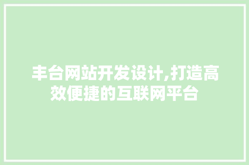 丰台网站开发设计,打造高效便捷的互联网平台