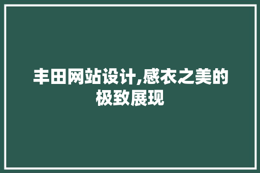 丰田网站设计,感衣之美的极致展现