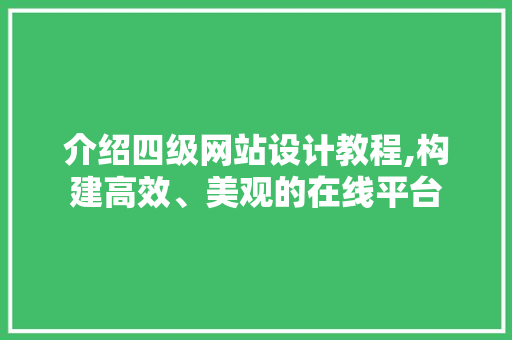 介绍四级网站设计教程,构建高效、美观的在线平台 介绍四级网站设计教程,构建高效、美观的在线平台 编程语言
