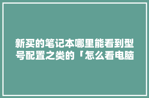 新买的笔记本哪里能看到型号配置之类的「怎么看电脑的配置手提电脑型号」 网络技术 新买的笔记本哪里能看到型号配置之类的「怎么看电脑的配置手提电脑型号」 新买的笔记本哪里能看到型号配置之类的「怎么看电脑的配置手提电脑型号」 网络技术