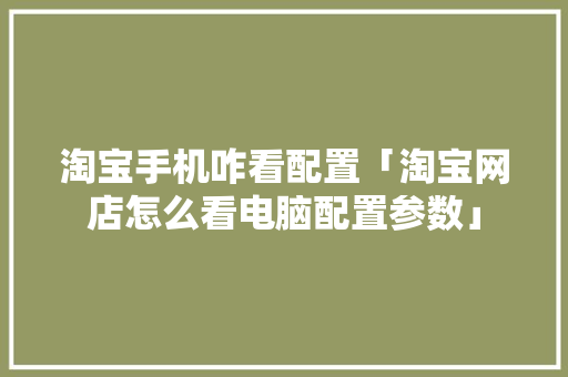 淘宝手机咋看配置「淘宝网店怎么看电脑配置参数」