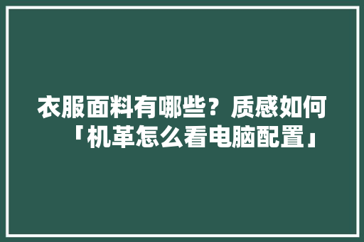 衣服面料有哪些？质感如何「机革怎么看电脑配置」