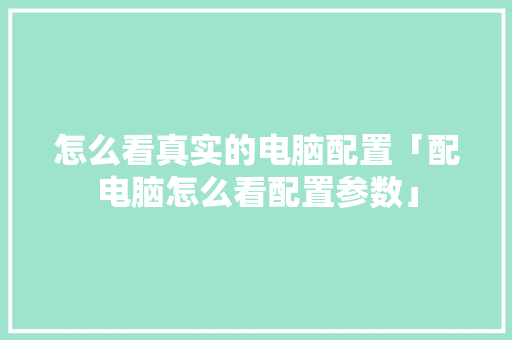 怎么看真实的电脑配置「配电脑怎么看配置参数」 怎么看真实的电脑配置「配电脑怎么看配置参数」 操作系统