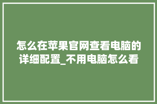 怎么在苹果官网查看电脑的详细配置_不用电脑怎么看电脑配置参数 网络技术
