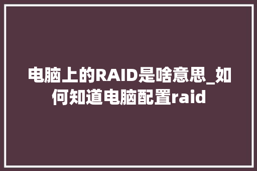 电脑上的RAID是啥意思_如何知道电脑配置raid 编程语言 电脑上的RAID是啥意思_如何知道电脑配置raid 编程语言