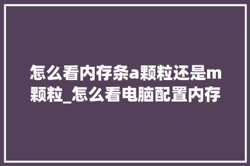 怎么看内存条a颗粒还是m颗粒_怎么看电脑配置内存颗粒型号