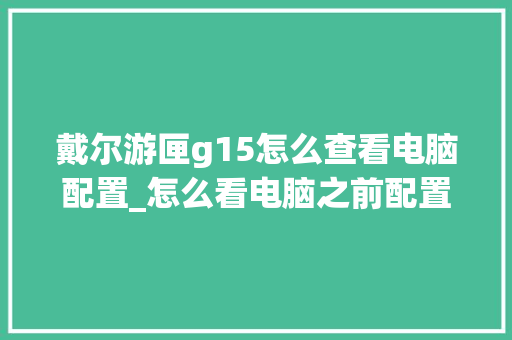 戴尔游匣g15怎么查看电脑配置_怎么看电脑之前配置的ip地址记录 编程语言