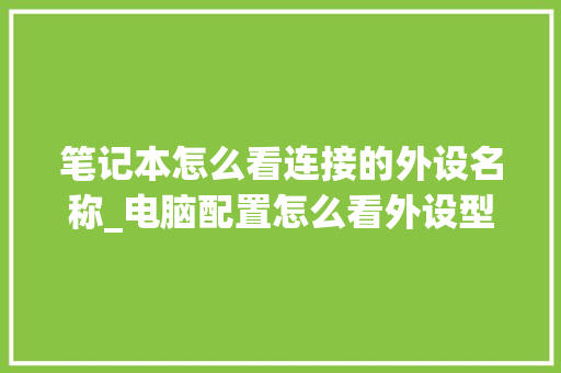 笔记本怎么看连接的外设名称_电脑配置怎么看外设型号啊 编程语言