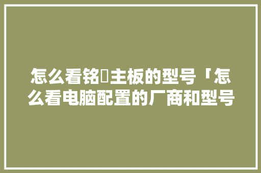 怎么看铭瑄主板的型号「怎么看电脑配置的厂商和型号」 怎么看铭瑄主板的型号「怎么看电脑配置的厂商和型号」 电脑基础