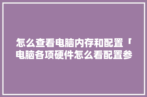 怎么查看电脑内存和配置「电脑各项硬件怎么看配置参数」 操作系统 怎么查看电脑内存和配置「电脑各项硬件怎么看配置参数」 怎么查看电脑内存和配置「电脑各项硬件怎么看配置参数」 操作系统