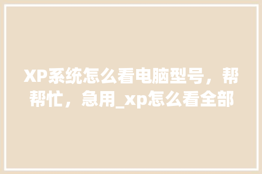 XP系统怎么看电脑型号，帮帮忙，急用_xp怎么看全部电脑配置参数 电脑配置