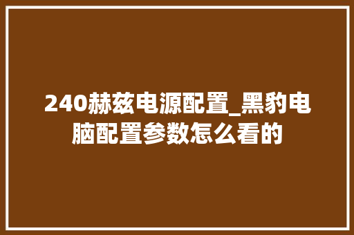 240赫兹电源配置_黑豹电脑配置参数怎么看的