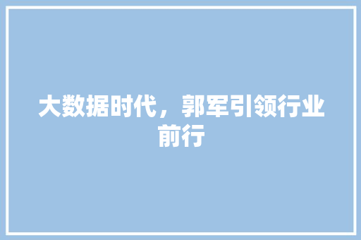 大数据时代,郭军引领行业前行 电脑故障维修 大数据时代,郭军引领行业前行 电脑故障维修