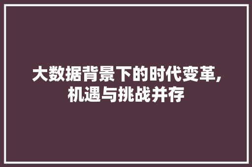 大数据背景下的时代变革,机遇与挑战并存 电脑故障维修