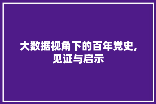 大数据视角下的百年党史,见证与启示 网络技术 大数据视角下的百年党史,见证与启示 网络技术
