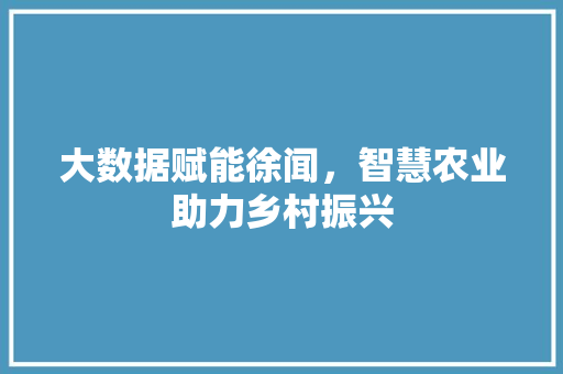大数据赋能徐闻，智慧农业助力乡村振兴