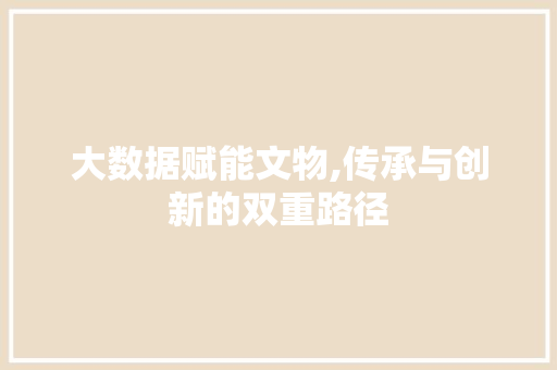 大数据赋能文物,传承与创新的双重路径 网络技术