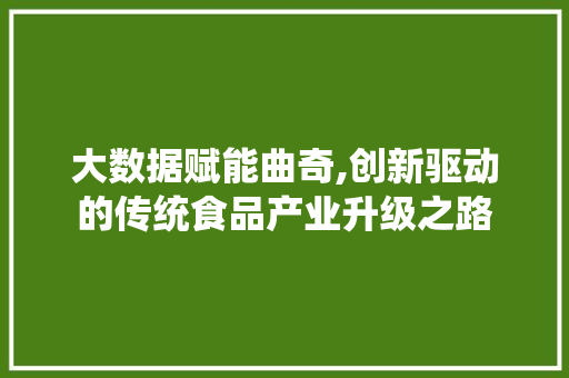 大数据赋能曲奇,创新驱动的传统食品产业升级之路 电脑配置 大数据赋能曲奇,创新驱动的传统食品产业升级之路 电脑配置