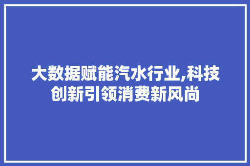 大数据赋能汽水行业,科技创新引领消费新风尚 操作系统