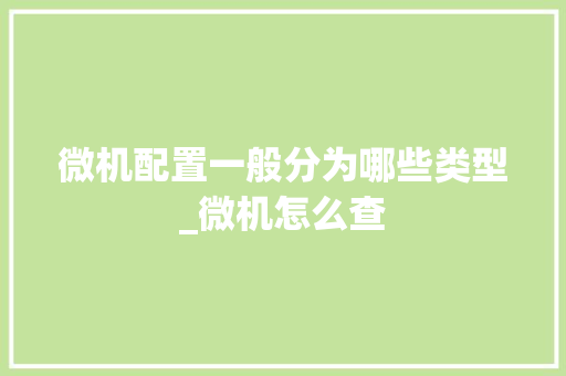 微机配置一般分为哪些类型_微机怎么查 编程语言