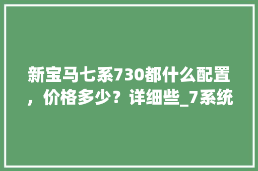 新宝马七系730都什么配置，价格多少？详细些_7系统怎么查电脑配置