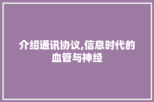 介绍通讯协议,信息时代的血管与神经