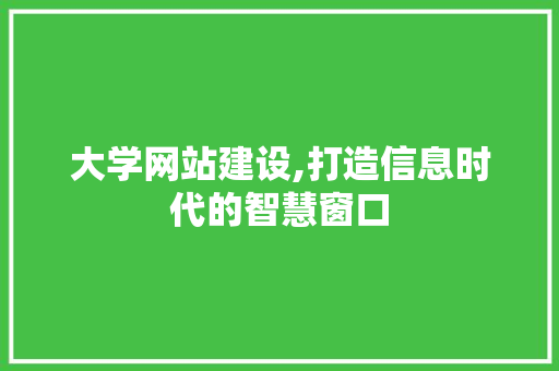 大学网站建设,打造信息时代的智慧窗口 电脑配置