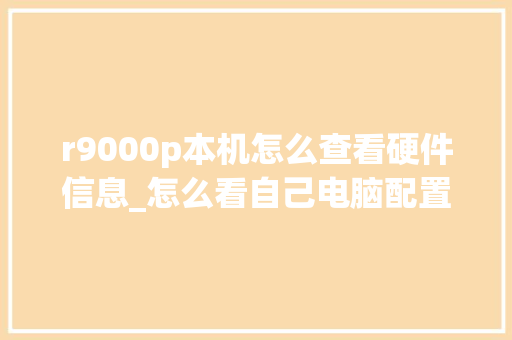 r9000p本机怎么查看硬件信息_怎么看自己电脑配置次数多少 电脑配置