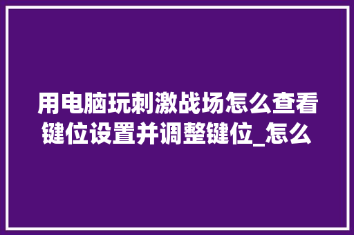 用电脑玩刺激战场怎么查看键位设置并调整键位_怎么看电脑的键位配置参数