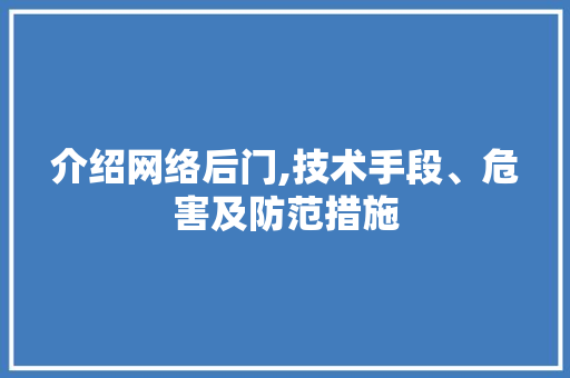 介绍网络后门,技术手段、危害及防范措施 编程语言