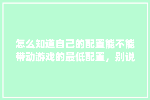 怎么知道自己的配置能不能带动游戏的最低配置，别说看，我看不懂，有没有更简单的_怎么看比对电脑配置信息 电脑配置