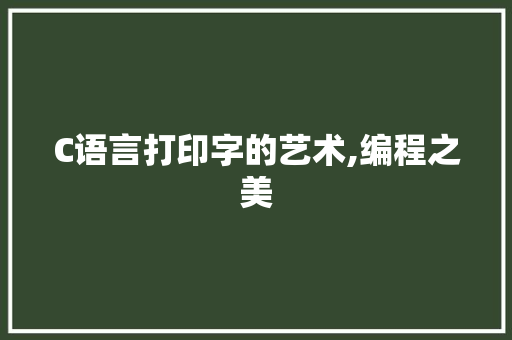 C语言打印字的艺术,编程之美 电脑配置