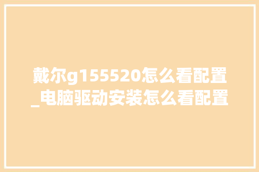 戴尔g155520怎么看配置_电脑驱动安装怎么看配置参数 操作系统