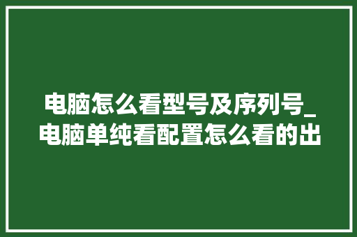 电脑怎么看型号及序列号_电脑单纯看配置怎么看的出来 电脑基础