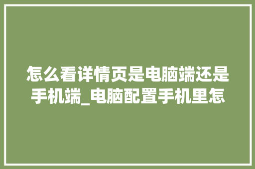 怎么看详情页是电脑端还是手机端_电脑配置手机里怎么看型号 电脑基础
