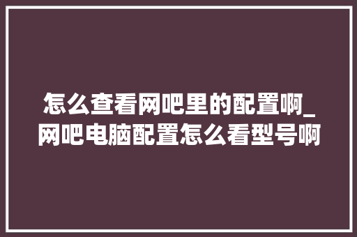 怎么查看网吧里的配置啊_网吧电脑配置怎么看型号啊 电脑基础 怎么查看网吧里的配置啊_网吧电脑配置怎么看型号啊 电脑基础