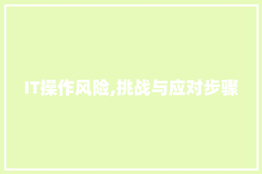 IT操作风险,挑战与应对步骤 IT操作风险,挑战与应对步骤