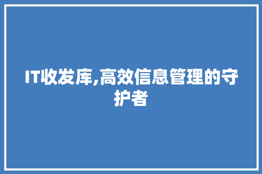 IT收发库,高效信息管理的守护者 IT收发库,高效信息管理的守护者