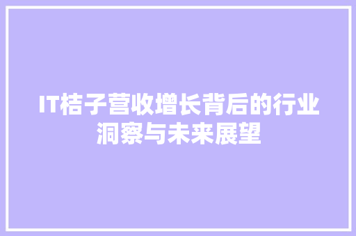 IT桔子营收增长背后的行业洞察与未来展望 电脑基础