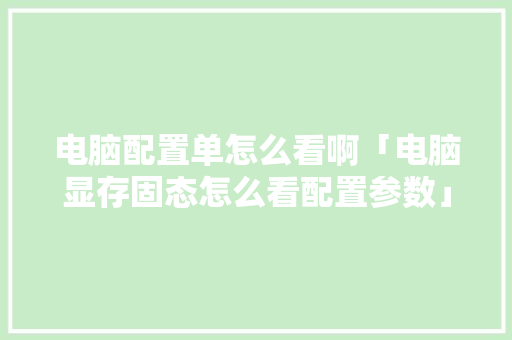 电脑配置单怎么看啊「电脑显存固态怎么看配置参数」 电脑配置单怎么看啊「电脑显存固态怎么看配置参数」 电脑配置