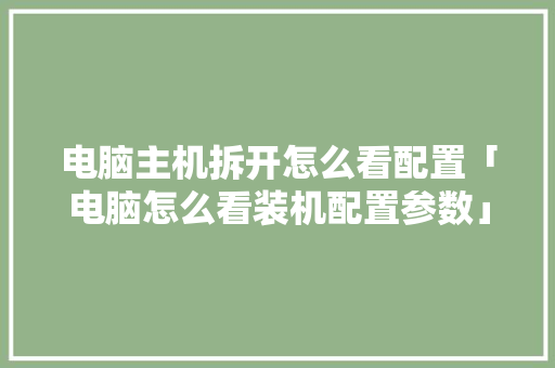 电脑主机拆开怎么看配置「电脑怎么看装机配置参数」 电脑主机拆开怎么看配置「电脑怎么看装机配置参数」 电脑基础