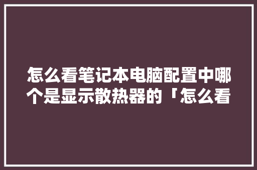 怎么看笔记本电脑配置中哪个是显示散热器的「怎么看电脑的散热配置参数」 怎么看笔记本电脑配置中哪个是显示散热器的「怎么看电脑的散热配置参数」 编程语言