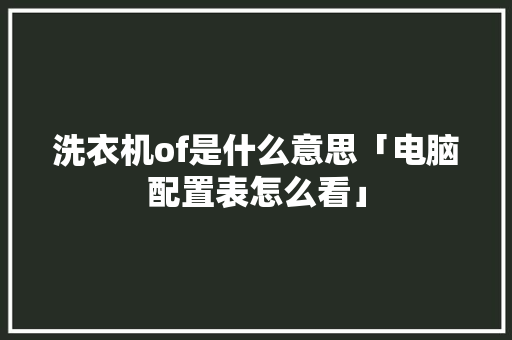 洗衣机of是什么意思「电脑配置表怎么看」