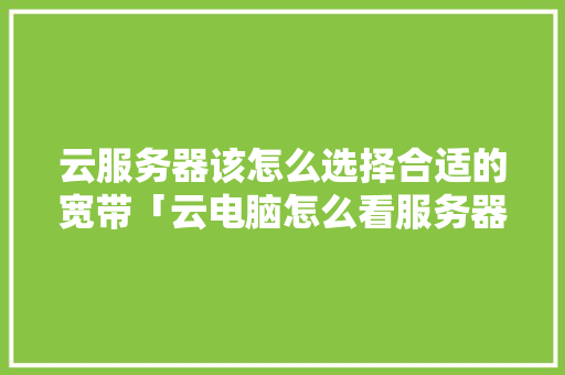 云服务器该怎么选择合适的宽带「云电脑怎么看服务器配置信息」 云服务器该怎么选择合适的宽带「云电脑怎么看服务器配置信息」 编程语言