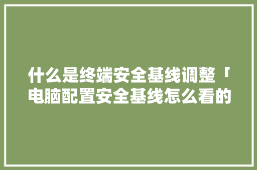 什么是终端安全基线调整「电脑配置安全基线怎么看的」 什么是终端安全基线调整「电脑配置安全基线怎么看的」 电脑配置