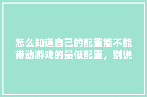 怎么知道自己的配置能不能带动游戏的最低配置,别说看,我看不懂,有没有更简单的「怎么看旧电脑的配置信息」 电脑基础 怎么知道自己的配置能不能带动游戏的最低配置,别说看,我看不懂,有没有更简单的「怎么看旧电脑的配置信息」 怎么知道自己的配置能不能带动游戏的最低配置,别说看,我看不懂,有没有更简单的「怎么看旧电脑的配置信息」 电脑基础
