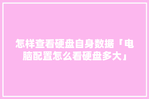 怎样查看硬盘自身数据「电脑配置怎么看硬盘多大」 怎样查看硬盘自身数据「电脑配置怎么看硬盘多大」 电脑基础