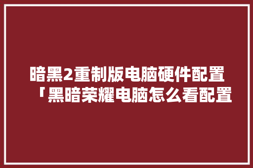 暗黑2重制版电脑硬件配置「黑暗荣耀电脑怎么看配置参数」
