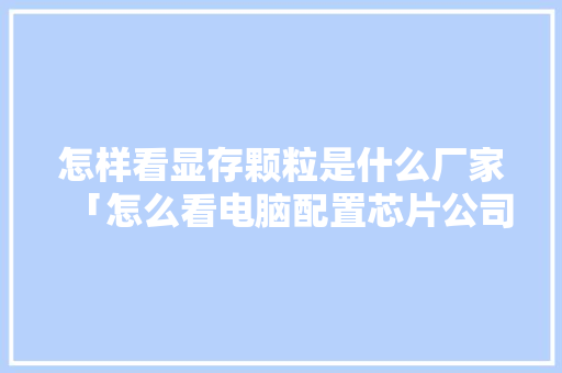 怎样看显存颗粒是什么厂家「怎么看电脑配置芯片公司是否正常」 怎样看显存颗粒是什么厂家「怎么看电脑配置芯片公司是否正常」 网络技术